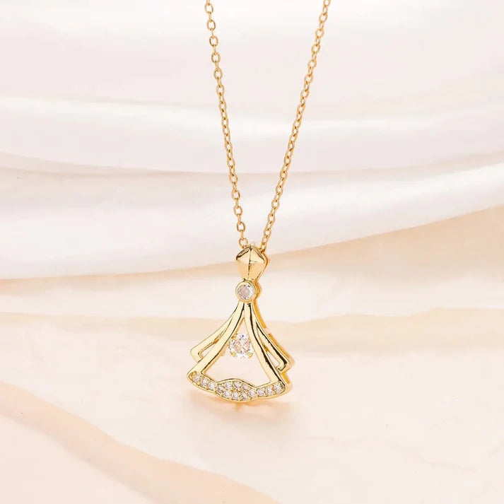 Gold plated fan necklace - Describings