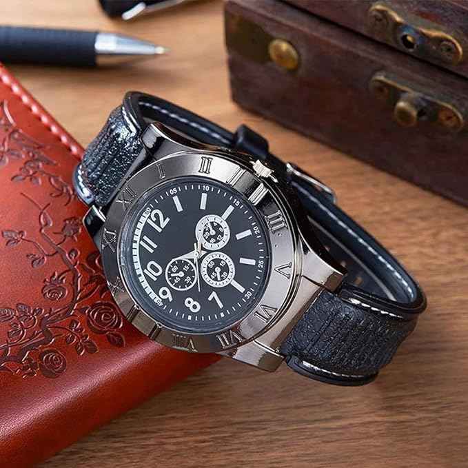New Military USB Lighter Watch Men's - Describings