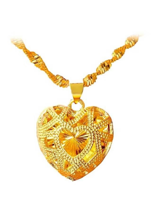 Gold Heart Shape Pendant Necklace - Describings