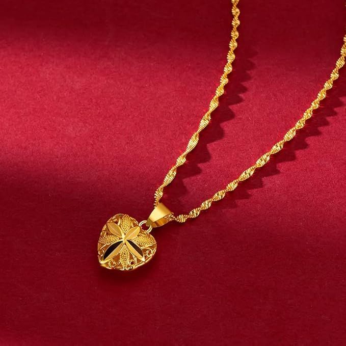 Gold Heart Necklace for Women - Describings