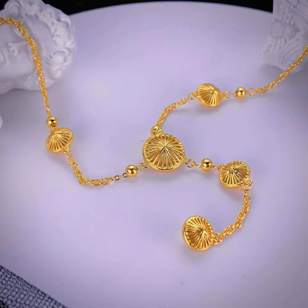 Gold Circle Tassel Necklace - Describings