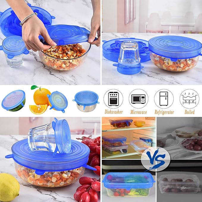 Silicone Stretch Lids With Bowl (Pack of 6) - Describings