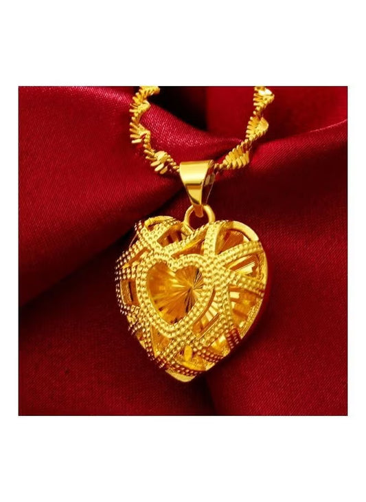 Gold Heart Shape Pendant Necklace - Describings