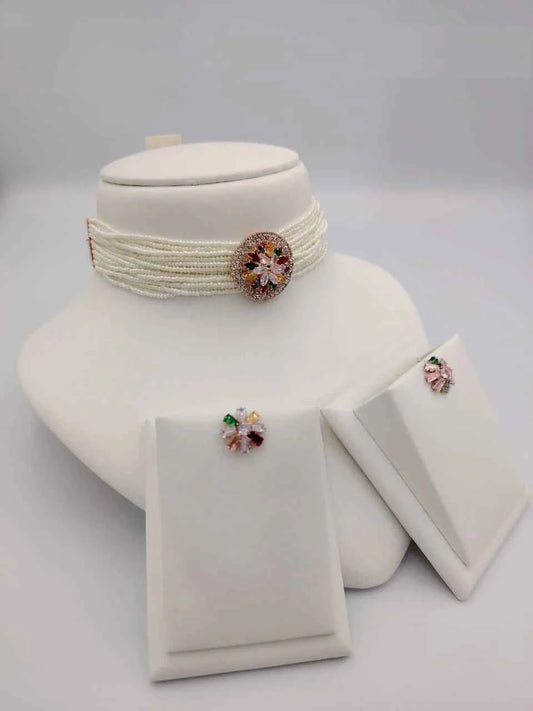 Pearl Choker Necklace Set 5 - Describings