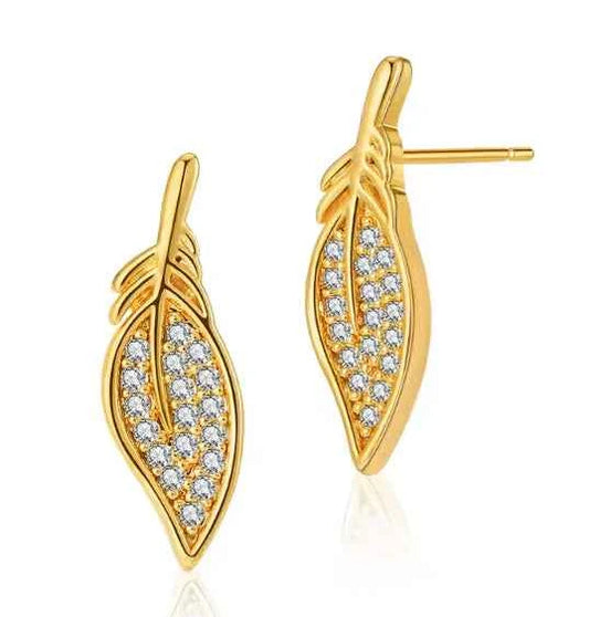 Leaf Shape Inlaid Earrings - Describings
