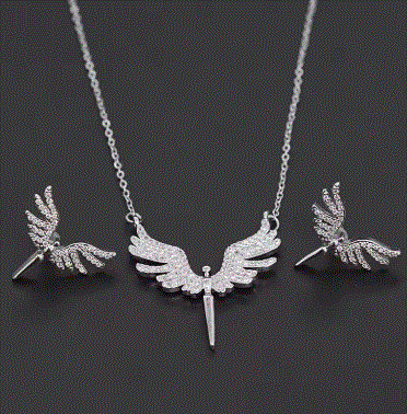 Angel Wings Stainless Steel Necklace Set - Describings