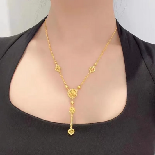 Gold Circle Tassel Necklace - Describings