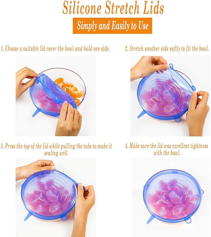 Silicone Stretch Lids With Bowl (Pack of 6) - Describings