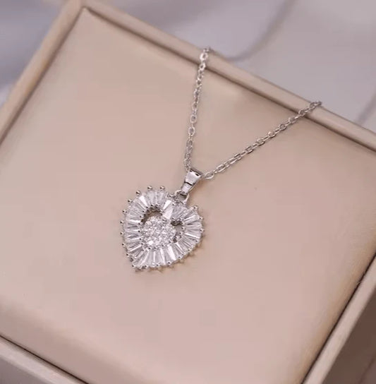 Vintage Heart-Shaped Zircon Set - Describings
