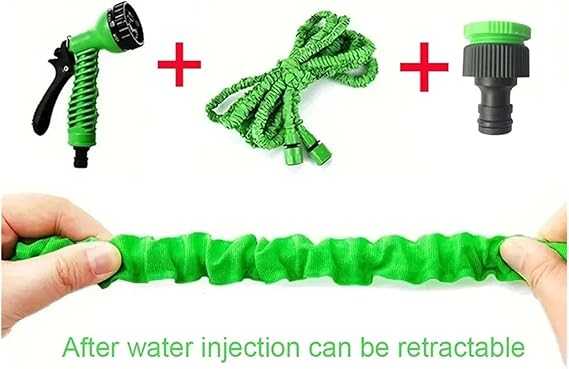 Expandable Garden Hose with Spray Nozzle - Describings