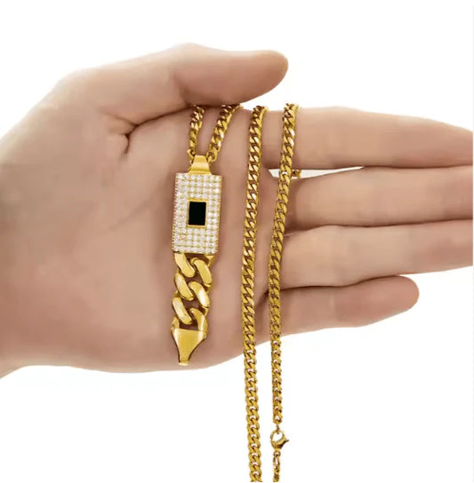 Zircon Cuban Pendant Set - Describings